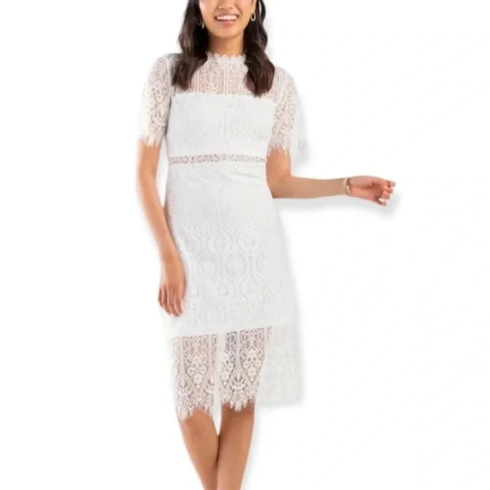 NWOT | Lulu's | Off White Lace Midi Dress - Picture 1 of 4